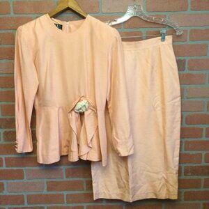 Vintage Joanie Char Women's Two Piece Silk Skirt Suit Set Size 8